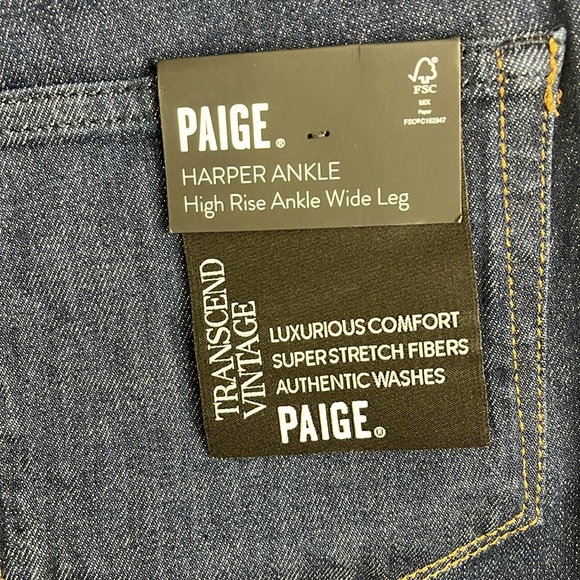 Paige Harper high rise ankle wide leg 27 Dark Blue Wide-Leg Jeans new - Picture 10 of 10